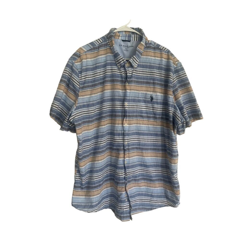 U.S. Polo Assn. Mens Multicolor Stripes Button Down Cotton Shirt Sz 3XL